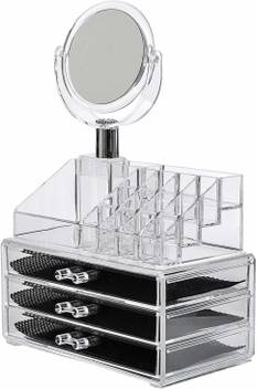 Sukhad 3 Drawer Acrylic Organiser With Mirror Acrylic Jewellery