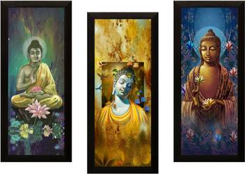 Saf Set Of 3 Buddha Digital Reprint 17 Inch X 24 Inch Painting