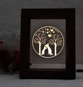 Shri Girraj Ji The Cute Cats 3d Illusion Acrylic Table Lamp Color