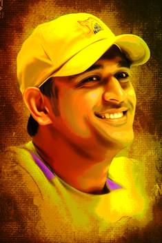 Indian Captain Ms Dhoni Decorative Extra Large Fine Art Print