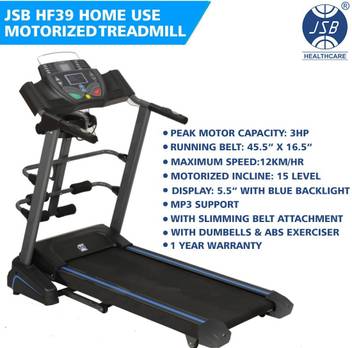 Jsb Hf39 Motorized Treadmill 1 5hp 3hp Peak With Slimming Belt