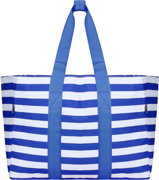 blue striped bag