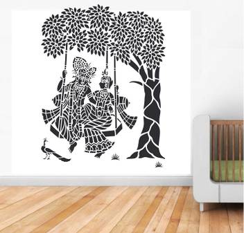 Kayra Decor Radha Krishna Reusable Large Wall Stencil Painting Reusable Large Wall Stencil Painting