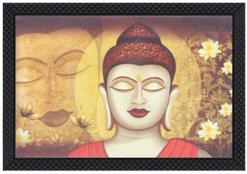 Jaipuri Shop Texture Canvas Print Lord Buddha Painting With Black