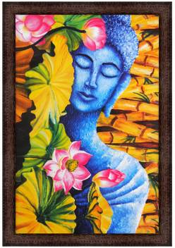 V Art Creations Texture Canvas Print Lord Buddha Painting With