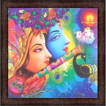 Jaipuri Shop Texture Canvas Print Lord Radha Krishana Love
