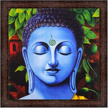 V Art Creations Texture Canvas Print Lord Buddha Painting With Brown Framing Wall Painting Canvas 14 Inch X 14 Inch Painting Price In India Buy V Art Creations Texture