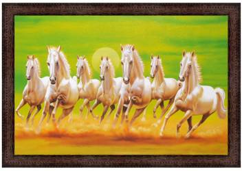 V Art Creations Texture Canvas Print Seven Horses Painting With