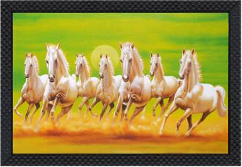 V Art Creations Texture Canvas Print Seven Horses Painting With Black Framing Wall Painting Canvas 20 Inch X 14 Inch Painting Price In India Buy V Art Creations Texture