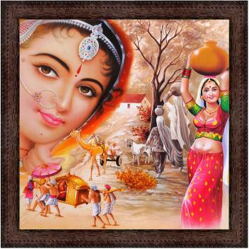 V Art Creations Texture Canvas Print Rajasthani Village Culture