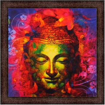 V Art Creations Texture Canvas Print Lord Buddha Painting With Brown Framing Wall Painting Canvas 14 Inch X 14 Inch Painting Price In India Buy V Art Creations Texture