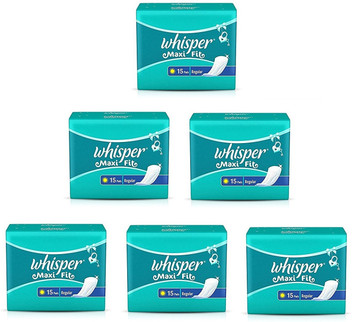 whisper maxi fit regular 15 pads