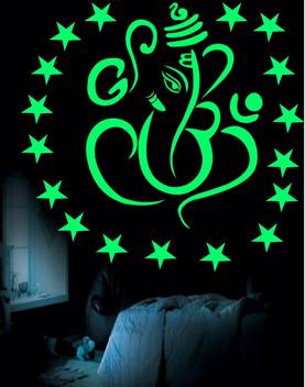 Dreamkraft Medium Shri Ganesh Night Glow Radium Sticker