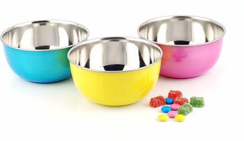 Finality Microwave Safe Stainless Steel Plastic Coated Diamond Bowl 14 Cm Each Serving Price In India Finality Microwave Safe Stainless Steel