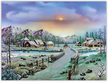 Village Scenery View Paper Poster Paper Print Nature Posters In