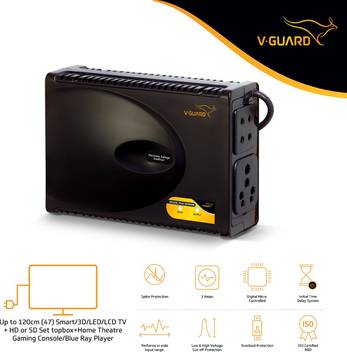 V Guard Crystal Plus Supreme Tv Voltage Stabilizer For 120 Cm 47 Tv Set Topbox Home Theatre System Working Range 90 290v 3 A Price In India Buy V Guard Crystal Plus Supreme Tv Voltage Stabilizer