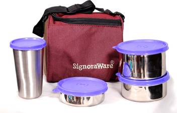 Flipkart Com Signoraware Best Steel Lunch Box Blue 500ml 350ml 200ml With Steel Tumbler 370ml 4 Containers Lunch Box