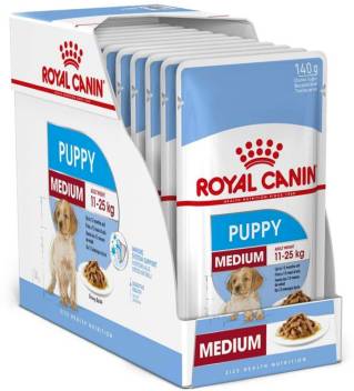 Rc Royal Canin Medium Puppy Dog Food Gravy 10 Pouches 140gms Each Meat 1 4 Kg 10x0 14 Kg Wet New Born Young Dog Food Price In India Buy Rc Royal Canin Medium