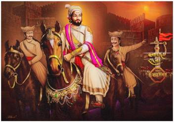 Shivaji Maharaj On Horse Sparkle Print Sticker Poster Without