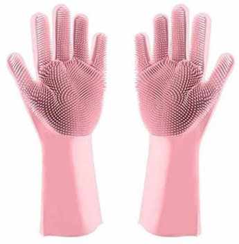 pink dishwashing gloves