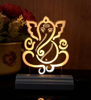 Gojeeva The Lord Ganesh 3d Illusion Acrylic Table Lamp Color Smoke