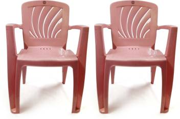 Cello Envy Plastic Set Of 2 Chair Pearl Peach Plastic Outdoor