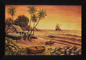 Capnicks Beautiful Modern Art Nature Village Night Scenery Wall