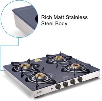 Glen 1041 Gt Forged Brass Burner Glass Automatic Gas Stove Price