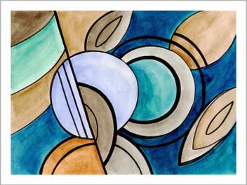 Mera Wala Print Abstract Floating Objects Digital Canvas