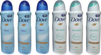 Dove Talco And Sensitive Pack Of 6 Deodorant Spray For Women