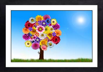 Craftsfest Flower Tree Wall Painting For Living Room Ink 14 Inch X