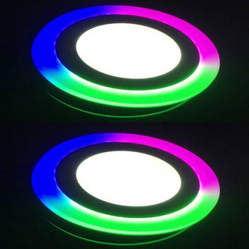 Tryka 12 Watt 6 3 Led Round Panel Light Ceiling Pop Down Indoor Light Led 3d Effect Lighting Double Color Multi Coloured White Pack Of 2