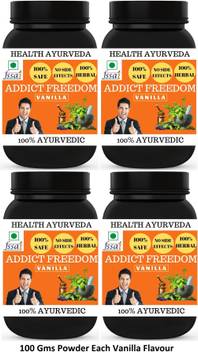 Health Ayurveda Addict From Addiction Vanilla Flavor 100 Gms Powder Pack Of 4 Price In India Buy Health Ayurveda Addict From Addiction Vanilla Flavor 100 Gms Powder Pack Of 4 Online At Flipkart Com