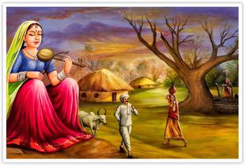 Rajasthani Village View Paper Poster Paper Print Art Paintings
