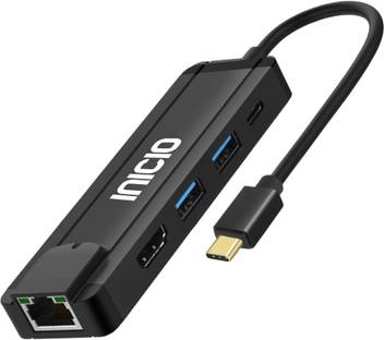 Inicio 5 In 1 Usb Type C Hub Adapter 4k Hdmi 87w Pd Power Delivery 2 X Usb 3 0 Rj45 Gigabit Ethernet Lan Thunderbolt 3 Compatible 0 02 M Hdmi Cable Inicio Flipkart Com