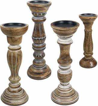 Casa Decor Combo Wooden Candle Stand Holder For Home Dining Casa Decor Combo Wooden Candle Stand