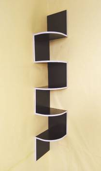Sokhi Side Corner Mount Wall Shelves Zigzag Shape Rack Wooden Wall