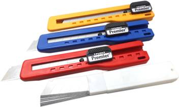 Flipkart Com Premier Majestic Basket Cutter Knife Set Of 3 With Auto Lock Alongwith 10 Blades 18mm Plastic Grip Hand Held Paper Cutter Hand Held Paper Cutter
