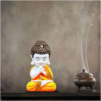 Miss Peach Handicraft Lord Buddha Statue Baby Monk Meditating Laughing Buddha Idol Statue Showiece For Home