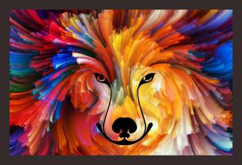Mad Masters Dog Paint Series. Background Design of Colorful Dog Portrait on  The Subject of Art,