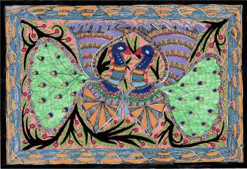 Madhubani Painting Mp0003 Acrylic 22 5 Inch X 15 Inch Painting