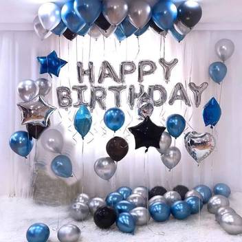 Flipkart Com A One Suppliers Solid Happy Birthday Foil Balloon Silver Metallic Balloons Blue Black And Silver Letter Balloon Letter Balloon