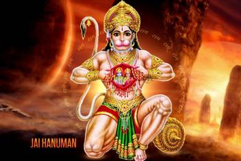 Jai Hanuman Paper Art Wall Poster Without Frame 12x18 Inch Paper
