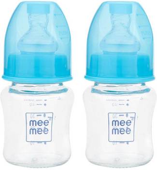 Meemee Premium Glass Feeding Bottle Pack Of 2 Blue 50 Ml