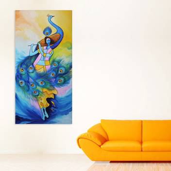 Inephos Unframed Canvas Painting Lord Krishna Spiritual Theme