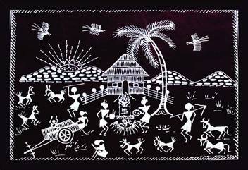 Mad Masters Warli Painting 1 Piece Wooden Framed Painting Wall