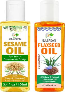 Gulbadan Organics 100 Pure Sesame Oil Flaxseed Oil For Hair Oil