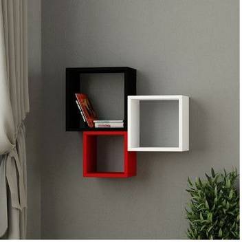 Wood Decor Square Shaped Wall Shelves Home Decor Wall Racks Set Of