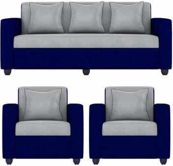 Gnanitha Fabric 3 1 1 Grey Blue Sofa Set Price In India Buy Gnanitha Fabric 3 1 1 Grey Blue Sofa Set Online At Flipkart Com