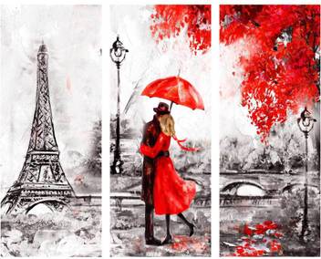 Art Amori Couple Love Under Red Umbrella Paris View 3 Piece Mdf Painting Digital Reprint 15 Inch X 18 Inch Painting Price In India Buy Art Amori Couple Love Under Red